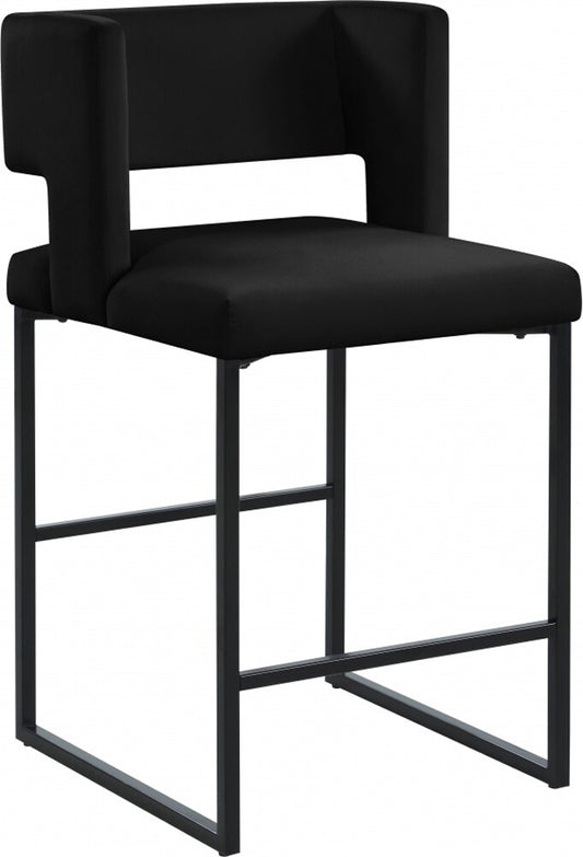 Meridian Furniture - Caleb Black Velvet Counter Stool (Set of 2) - 970Black-C veiw 1