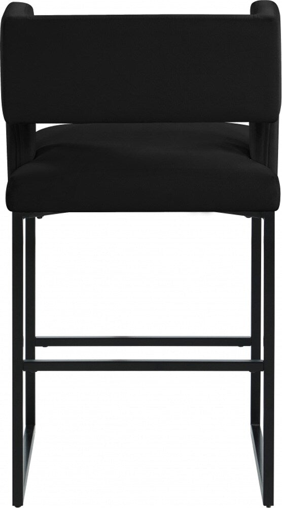 Meridian Furniture - Caleb Black Velvet Counter Stool (Set of 2) - 970Black-C veiw 2