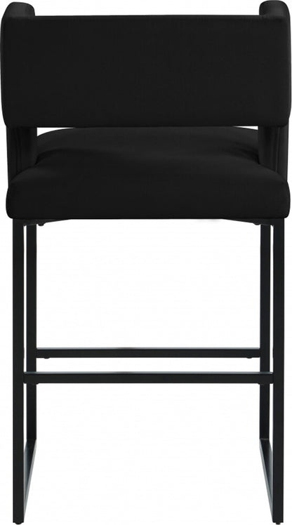 Meridian Furniture - Caleb Black Velvet Counter Stool (Set of 2) - 970Black-C veiw 2