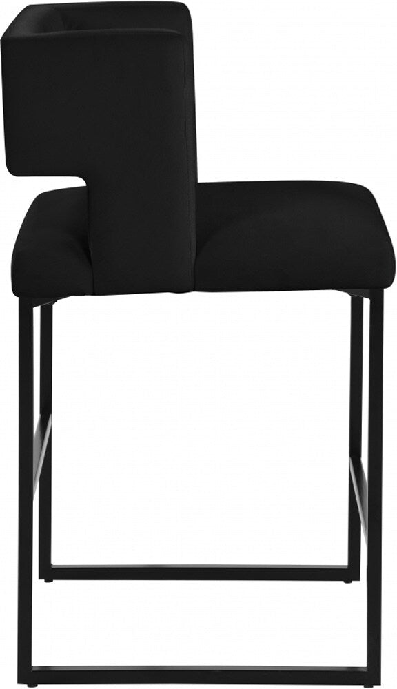 Meridian Furniture - Caleb Black Velvet Counter Stool (Set of 2) - 970Black-C veiw 3