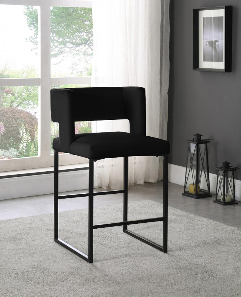 Meridian Furniture - Caleb Black Velvet Counter Stool (Set of 2) - 970Black-C veiw 6