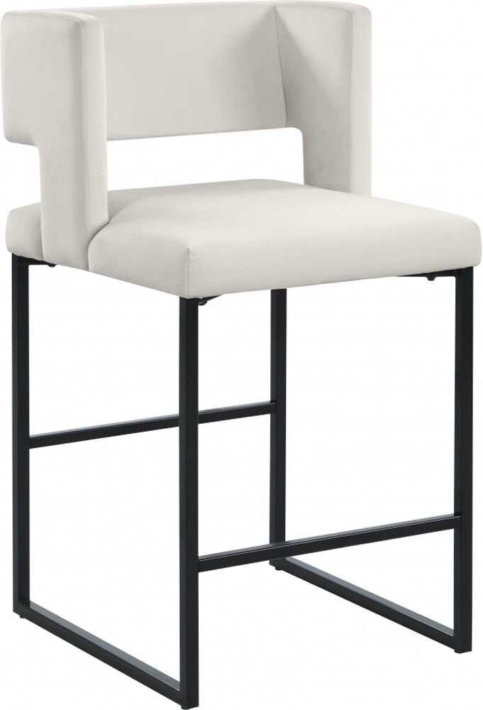 Meridian Furniture - Caleb Cream Velvet Counter Stool (Set of 2) - 970Cream-C veiw 1
