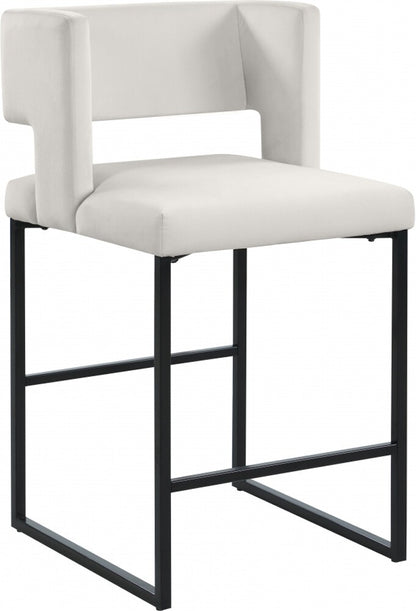 Meridian Furniture - Caleb Cream Velvet Counter Stool (Set of 2) - 970Cream-C veiw 1