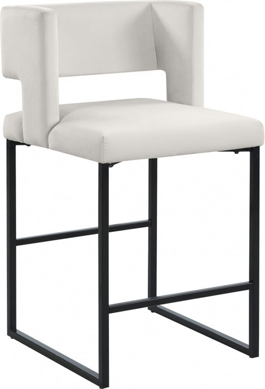 Meridian Furniture - Caleb Cream Velvet Counter Stool (Set of 2) - 970Cream-C veiw 1