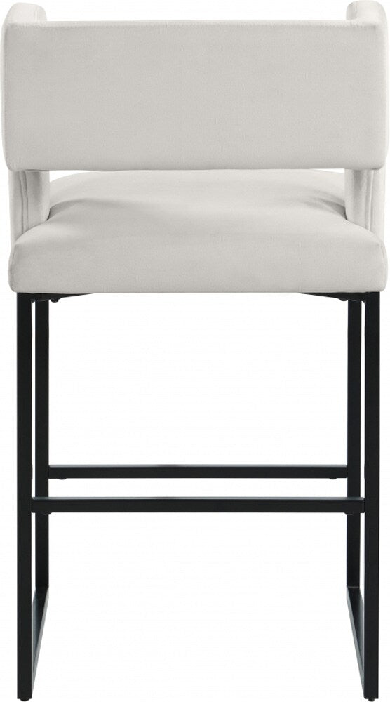 Meridian Furniture - Caleb Cream Velvet Counter Stool (Set of 2) - 970Cream-C veiw 2
