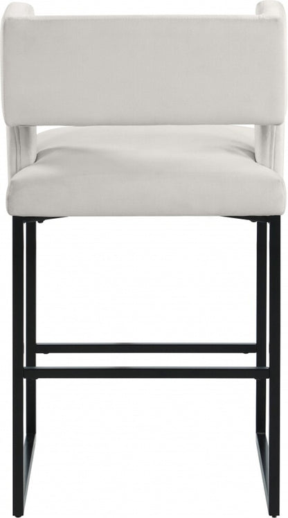 Meridian Furniture - Caleb Cream Velvet Counter Stool (Set of 2) - 970Cream-C veiw 2