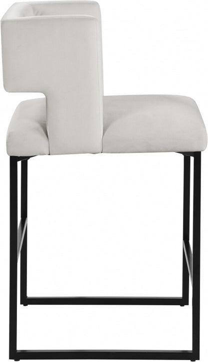 Meridian Furniture - Caleb Cream Velvet Counter Stool (Set of 2) - 970Cream-C veiw 3