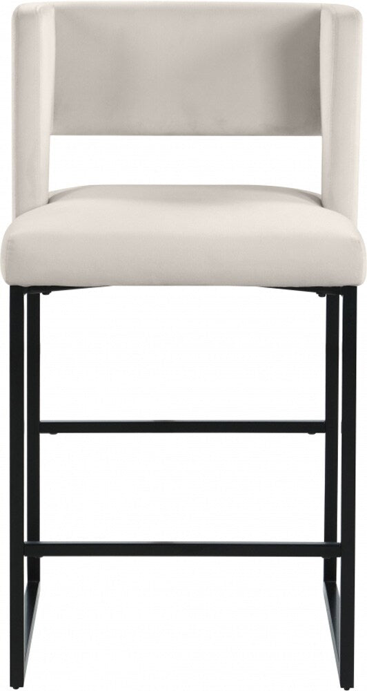 Meridian Furniture - Caleb Cream Velvet Counter Stool (Set of 2) - 970Cream-C veiw 4