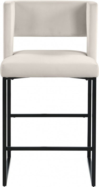 Meridian Furniture - Caleb Cream Velvet Counter Stool (Set of 2) - 970Cream-C veiw 4