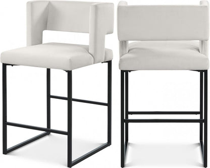 Meridian Furniture - Caleb Cream Velvet Counter Stool (Set of 2) - 970Cream-C veiw 6