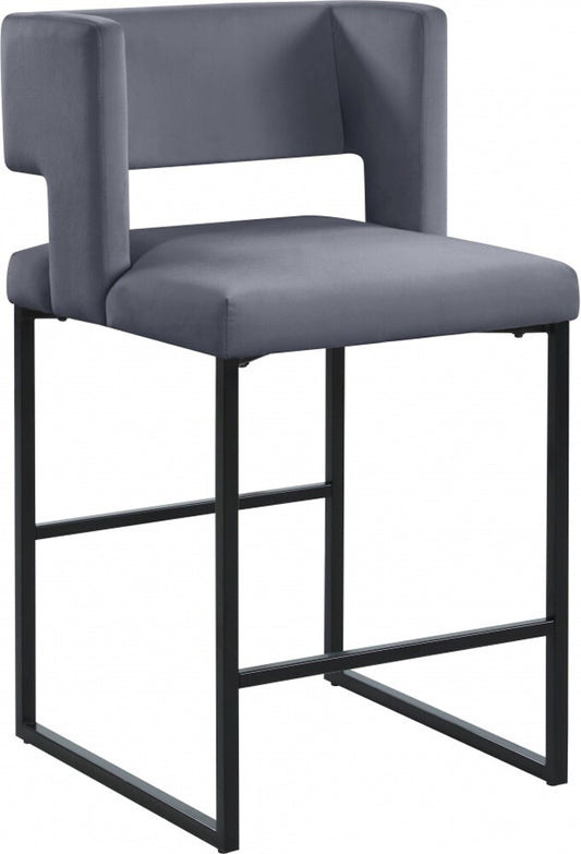 Meridian Furniture - Caleb Grey Velvet Counter Stool (Set of 2) - 970Grey-C veiw 1