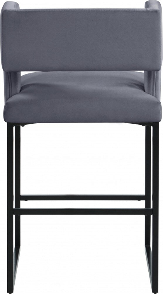 Meridian Furniture - Caleb Grey Velvet Counter Stool (Set of 2) - 970Grey-C veiw 2