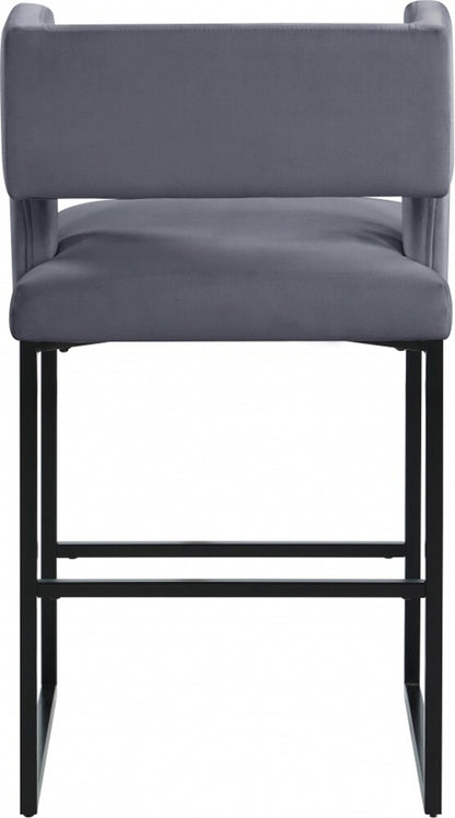 Meridian Furniture - Caleb Grey Velvet Counter Stool (Set of 2) - 970Grey-C veiw 2
