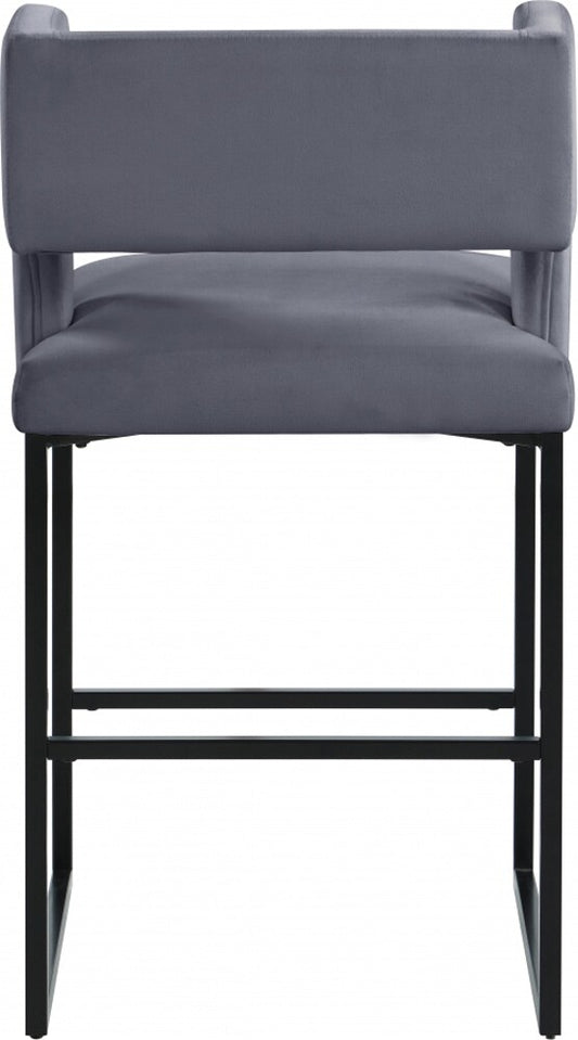 Meridian Furniture - Caleb Grey Velvet Counter Stool (Set of 2) - 970Grey-C veiw 2