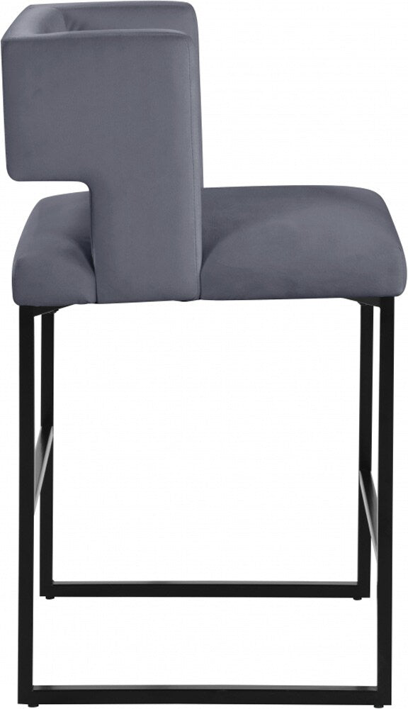 Meridian Furniture - Caleb Grey Velvet Counter Stool (Set of 2) - 970Grey-C veiw 3