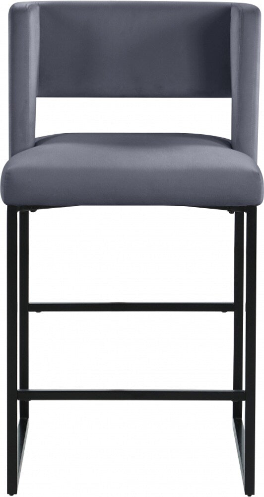 Meridian Furniture - Caleb Grey Velvet Counter Stool (Set of 2) - 970Grey-C veiw 4