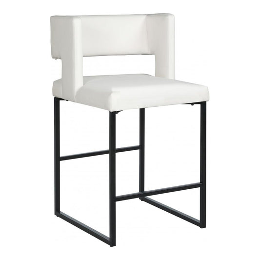 Meridian Furniture - Caleb White Vegan Leather Counter Stool (Set of 2) - 970White-C veiw 1