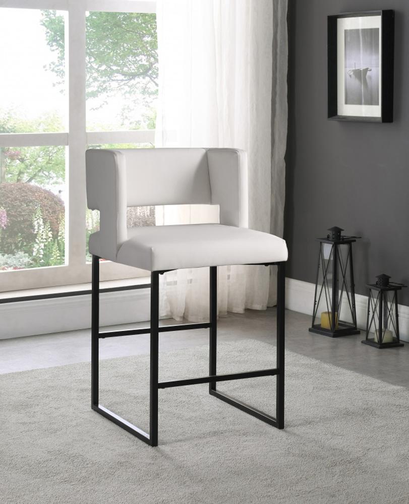Meridian Furniture - Caleb White Vegan Leather Counter Stool (Set of 2) - 970White-C veiw 6