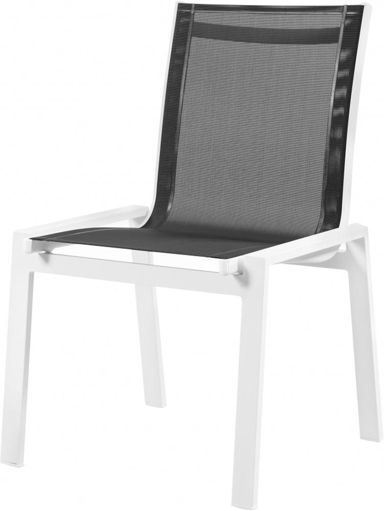 Meridian Furniture - Nizuc Black Mesh Water Resistant Fabric Outdoor Patio Aluminum Mesh Dining Chair (Set of 2) - 368Black-C veiw 1