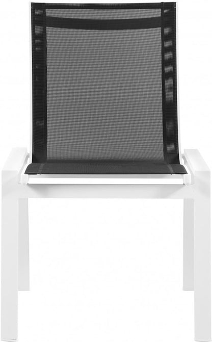 Meridian Furniture - Nizuc Black Mesh Water Resistant Fabric Outdoor Patio Aluminum Mesh Dining Chair (Set of 2) - 368Black-C veiw 3