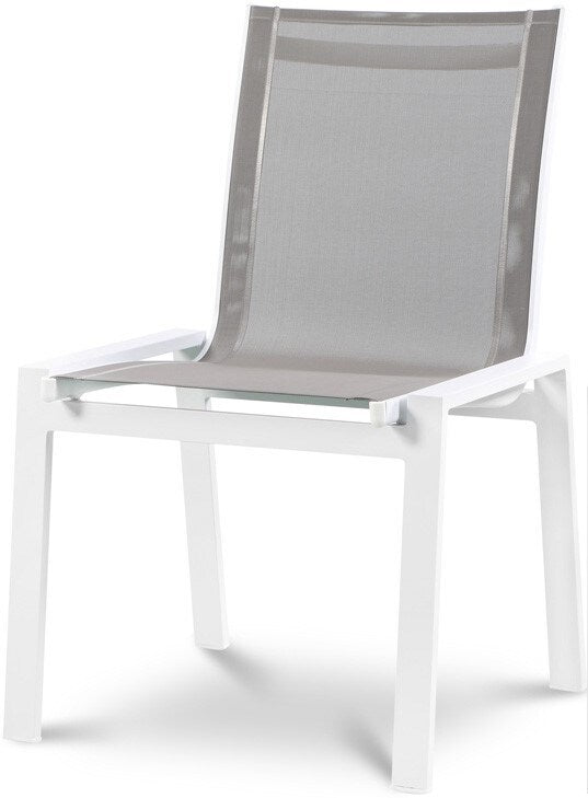 Meridian Furniture - Nizuc Grey Mesh Water Resistant Fabric Outdoor Patio Aluminum Mesh Dining Chair (Set of 2) - 368Grey-C veiw 1