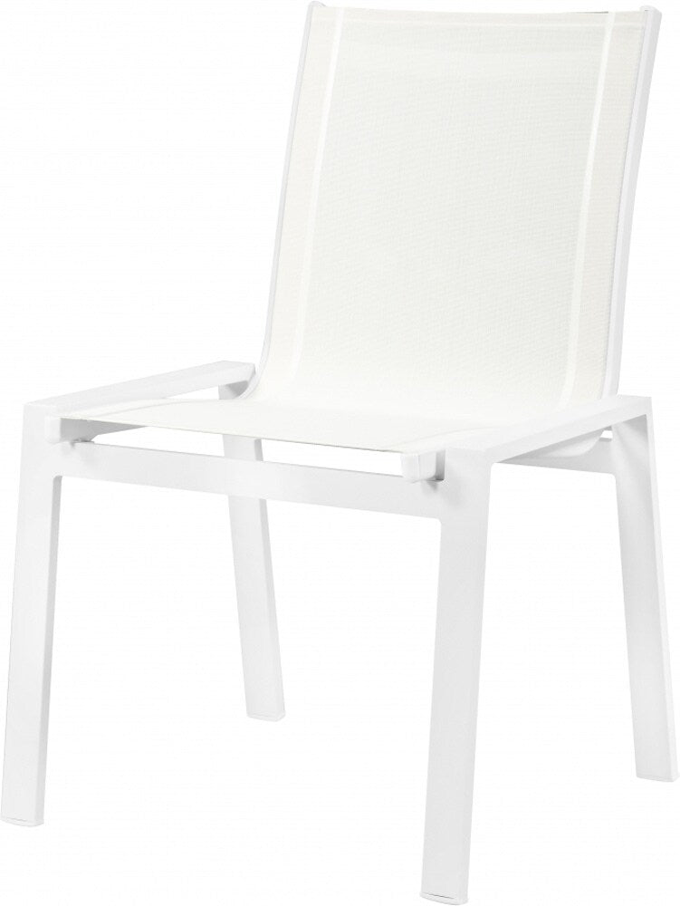 Meridian Furniture - Nizuc White Mesh Water Resistant Fabric Outdoor Patio Aluminum Mesh Dining Chair (Set of 2) - 368White-C veiw 1