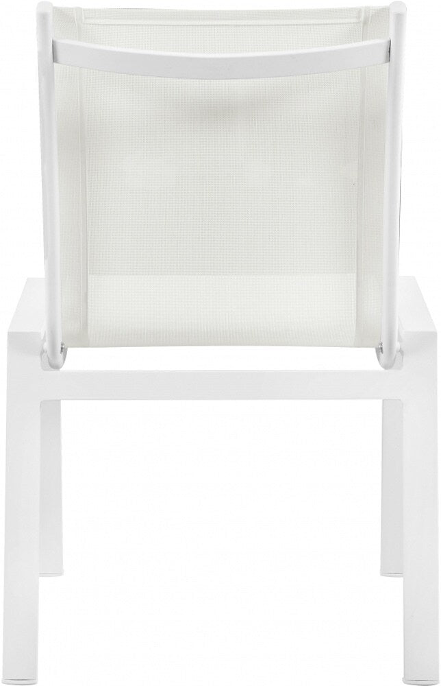Meridian Furniture - Nizuc White Mesh Water Resistant Fabric Outdoor Patio Aluminum Mesh Dining Chair (Set of 2) - 368White-C veiw 2