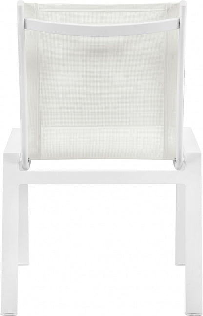 Meridian Furniture - Nizuc White Mesh Water Resistant Fabric Outdoor Patio Aluminum Mesh Dining Chair (Set of 2) - 368White-C veiw 2