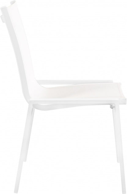 Meridian Furniture - Nizuc White Mesh Water Resistant Fabric Outdoor Patio Aluminum Mesh Dining Chair (Set of 2) - 368White-C veiw 4
