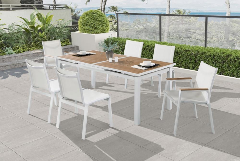 Meridian Furniture - Nizuc White Mesh Water Resistant Fabric Outdoor Patio Aluminum Mesh Dining Chair (Set of 2) - 368White-C veiw 7