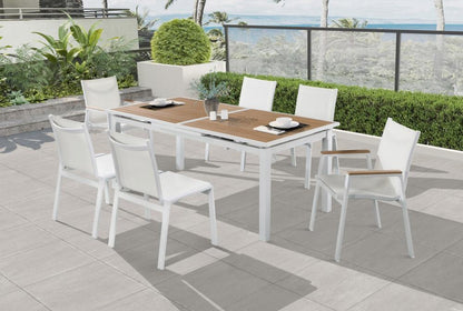 Meridian Furniture - Nizuc White Mesh Water Resistant Fabric Outdoor Patio Aluminum Mesh Dining Chair (Set of 2) - 368White-C veiw 7
