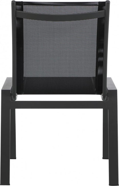Meridian Furniture - Nizuc Black Mesh Water Resistant Fabric Outdoor Patio Aluminum Mesh Dining Chair (Set of 2) - 369Black-C veiw 2