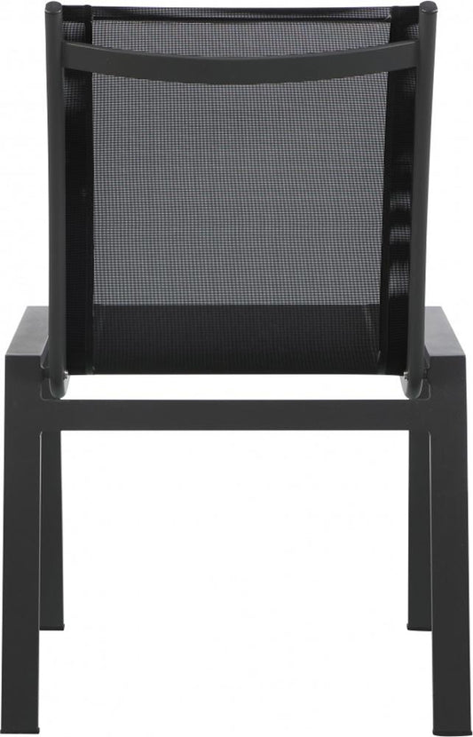Meridian Furniture - Nizuc Black Mesh Water Resistant Fabric Outdoor Patio Aluminum Mesh Dining Chair (Set of 2) - 369Black-C veiw 2