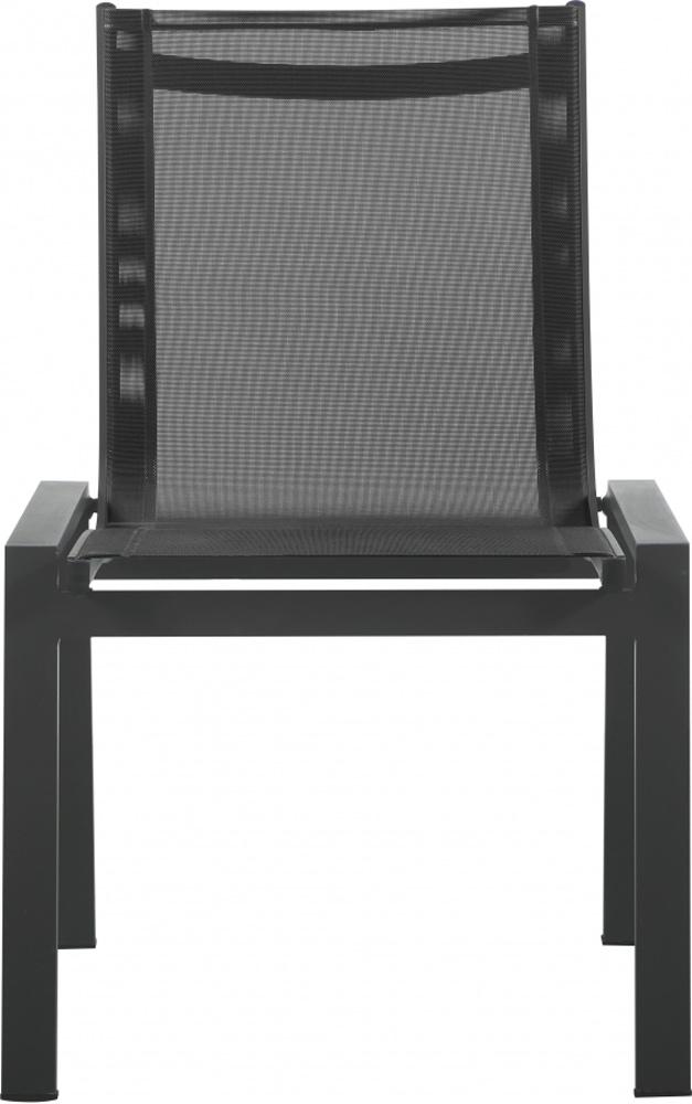 Meridian Furniture - Nizuc Black Mesh Water Resistant Fabric Outdoor Patio Aluminum Mesh Dining Chair (Set of 2) - 369Black-C veiw 3