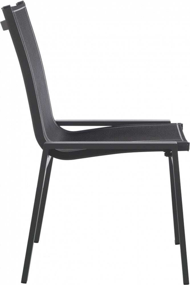 Meridian Furniture - Nizuc Black Mesh Water Resistant Fabric Outdoor Patio Aluminum Mesh Dining Chair (Set of 2) - 369Black-C veiw 4