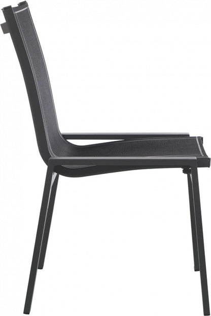 Meridian Furniture - Nizuc Black Mesh Water Resistant Fabric Outdoor Patio Aluminum Mesh Dining Chair (Set of 2) - 369Black-C veiw 4