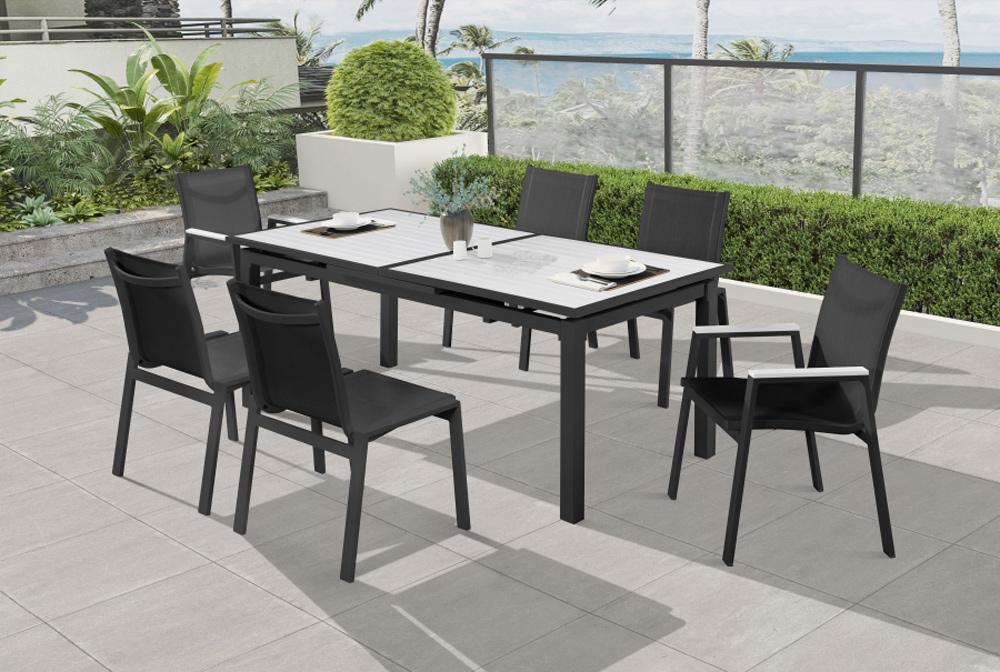 Meridian Furniture - Nizuc Black Mesh Water Resistant Fabric Outdoor Patio Aluminum Mesh Dining Chair (Set of 2) - 369Black-C veiw 7