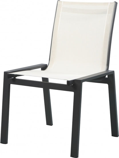 Meridian Furniture - Nizuc White Mesh Water Resistant Fabric Outdoor Patio Aluminum Mesh Dining Chair (Set of 2) - 369White-C veiw 1
