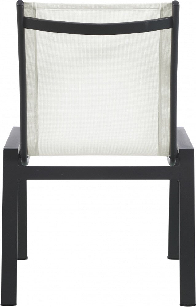 Meridian Furniture - Nizuc White Mesh Water Resistant Fabric Outdoor Patio Aluminum Mesh Dining Chair (Set of 2) - 369White-C veiw 2
