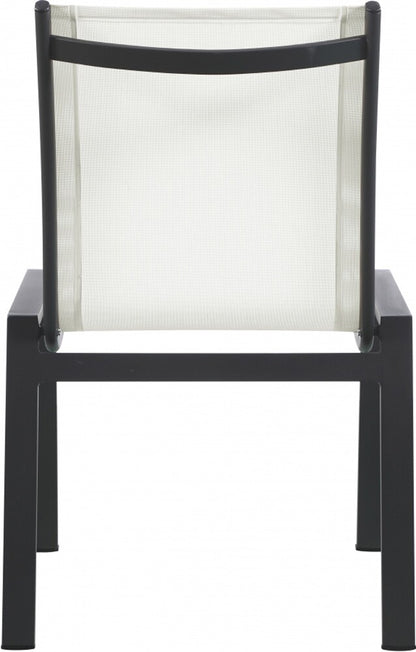 Meridian Furniture - Nizuc White Mesh Water Resistant Fabric Outdoor Patio Aluminum Mesh Dining Chair (Set of 2) - 369White-C veiw 2