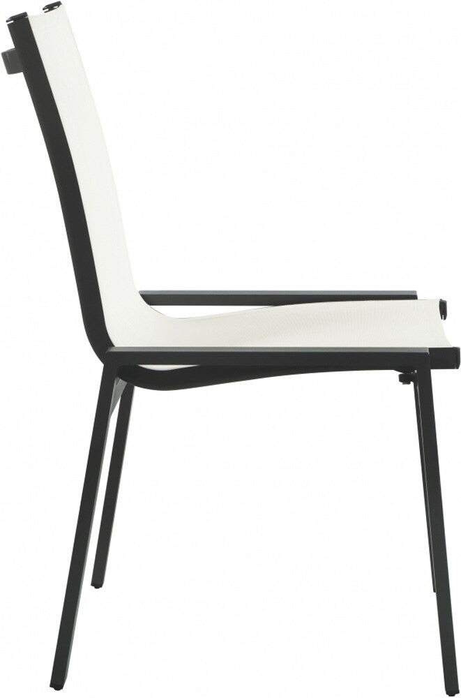 Meridian Furniture - Nizuc White Mesh Water Resistant Fabric Outdoor Patio Aluminum Mesh Dining Chair (Set of 2) - 369White-C veiw 4