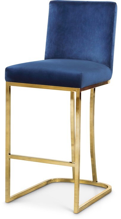 Meridian Furniture - Heidi Navy Velvet Stool - 777Navy-C veiw 1