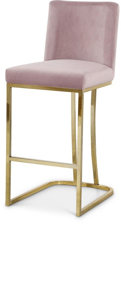 Meridian Furniture - Heidi Pink Velvet Stool - 777Pink-C veiw 1