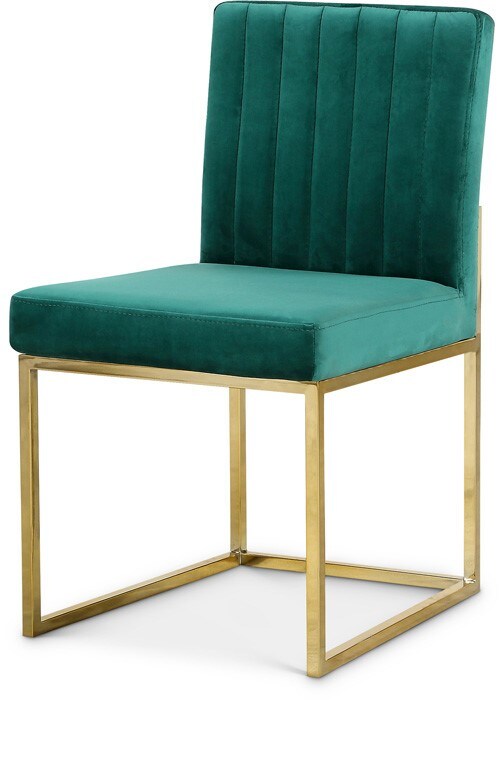 Meridian Furniture - Giselle Green Velvet Dining Chair (Set of 2) - 778Green-C veiw 1
