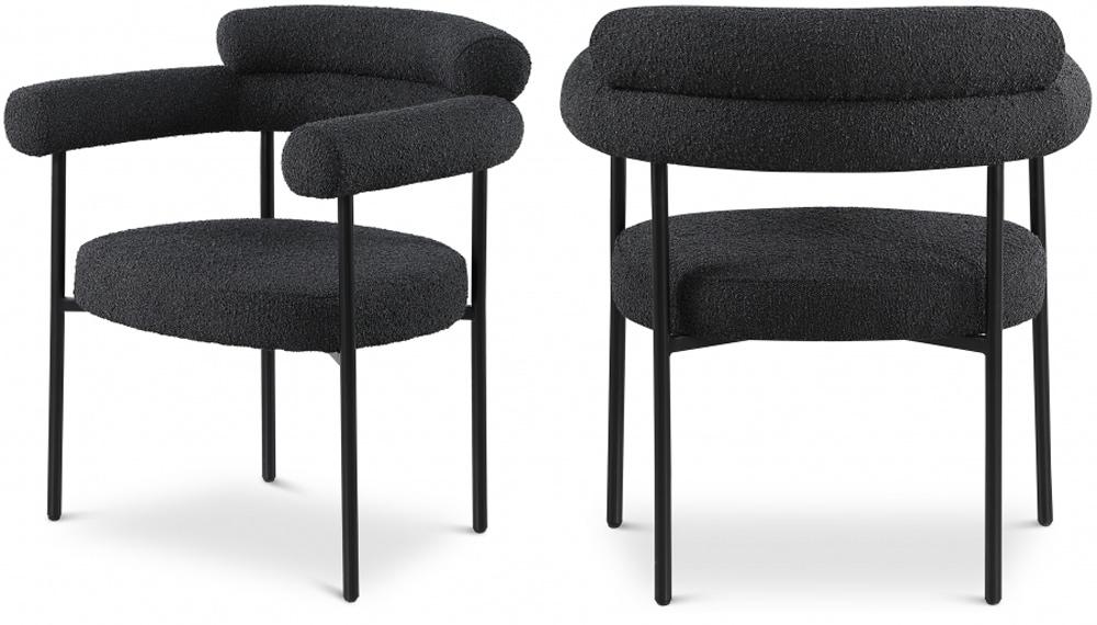 Meridian Furniture - Blake Black Boucle Fabric Dining Chair (Set of 2) - 879Black-C veiw 6