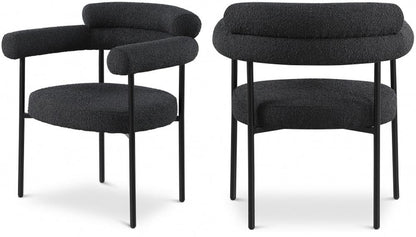 Meridian Furniture - Blake Black Boucle Fabric Dining Chair (Set of 2) - 879Black-C veiw 6