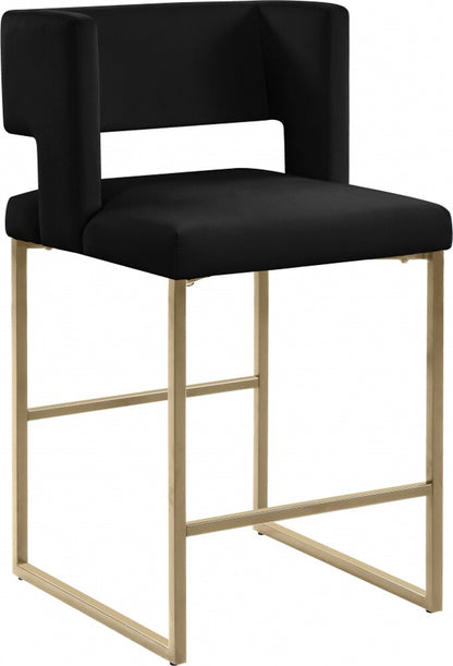 Meridian Furniture - Caleb Black Velvet Counter Stool (Set of 2) - 969Black-C veiw 1