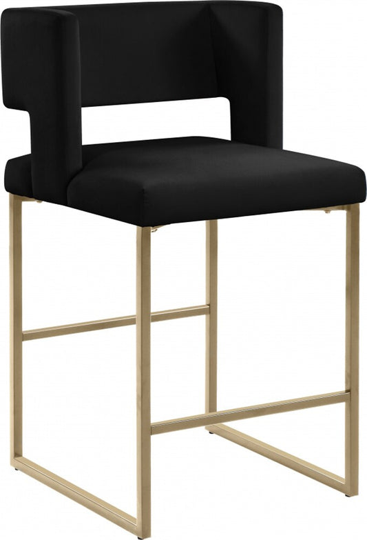 Meridian Furniture - Caleb Black Velvet Counter Stool (Set of 2) - 969Black-C veiw 1