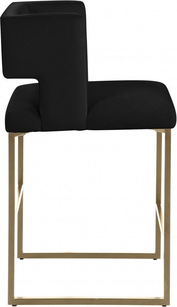 Meridian Furniture - Caleb Black Velvet Counter Stool (Set of 2) - 969Black-C veiw 3