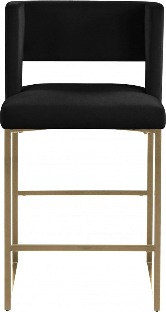Meridian Furniture - Caleb Black Velvet Counter Stool (Set of 2) - 969Black-C veiw 4